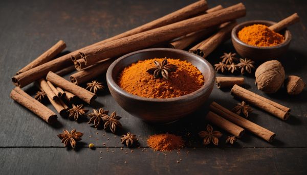 Cannelle pays, bois d Inde et muscade fraîche râpée